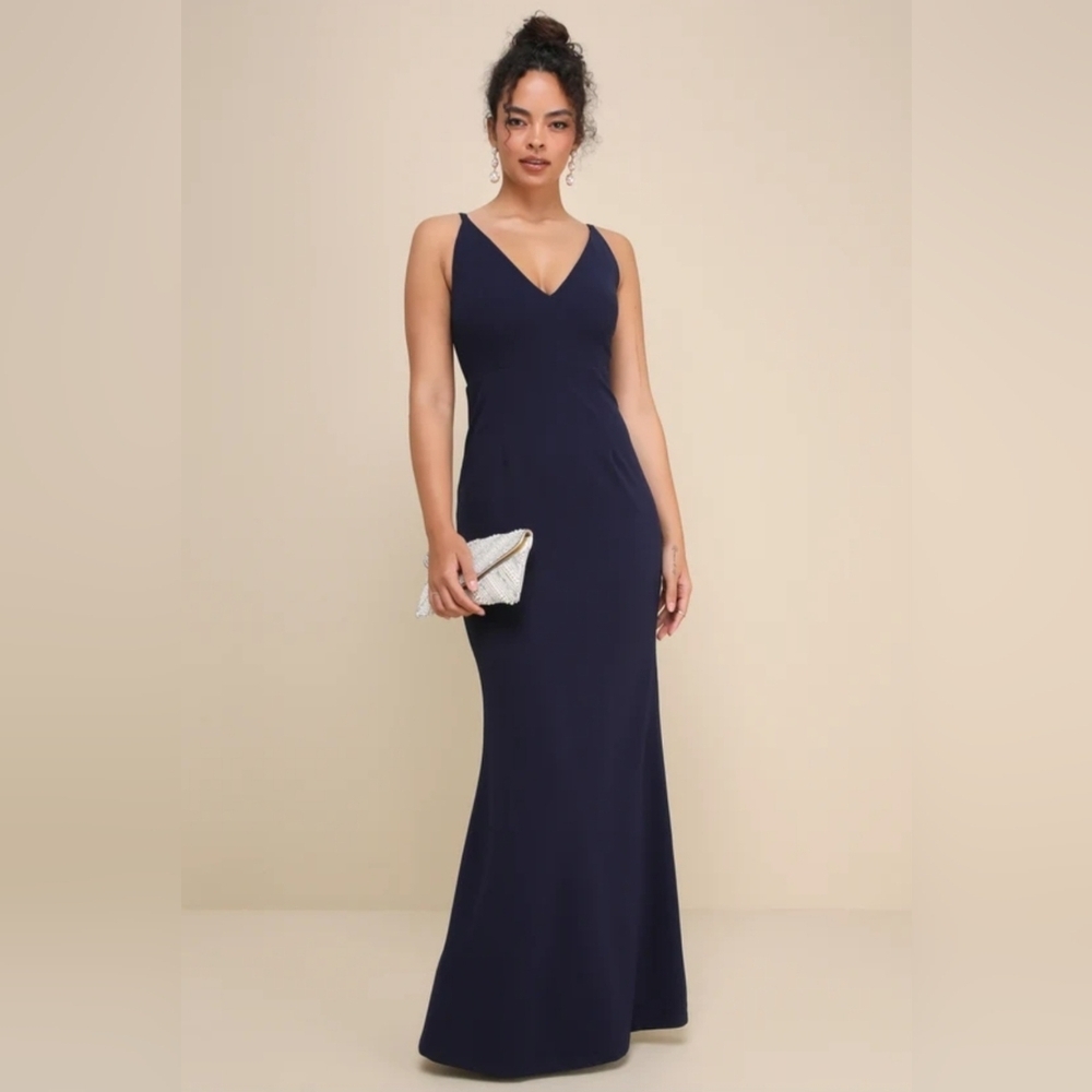 Lulus | Melora Navy Blue Sleeveless Maxi Dress | Size L - Picture 1 of 9